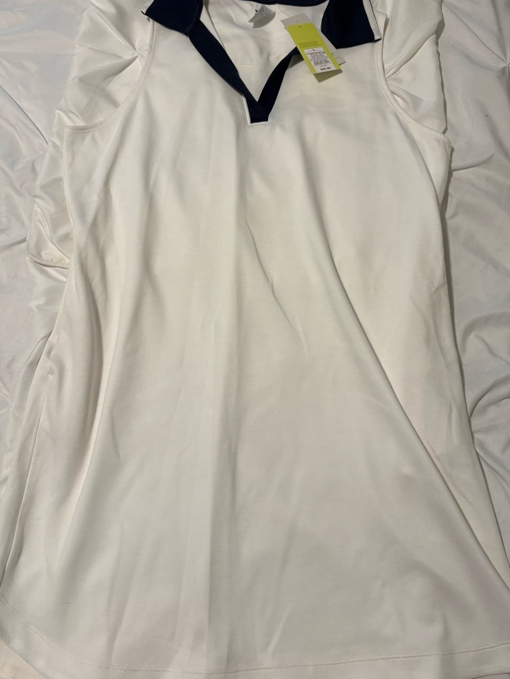 All In Motion Airy Sleek Polo Dress, Cream & Navy, Women’s Size Large NWT